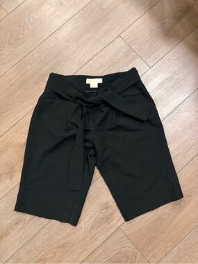 Michael Kors Black Tie-Waist Bermuda Shorts
